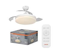 OSRAM Ventilador de techo LED Brisote 1060 mm 66 W CCT, 2600 lm, 3000/4000/6500 K, ángulo de haz de 116°, diámetro de 1060 mm, 66 W, vida útil de 20000 h, mando a distancia, IP20, blanco