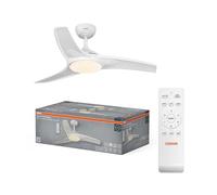 OSRAM Ventilador de techo LED Garoa 1065 mm, 40 W, CCT 3000/4000/6500 K, 1100 lm, ángulo de haz de 115°, vida útil de 50.000 h, motor CC, 6 velocidades, temporizador, mando a distancia.