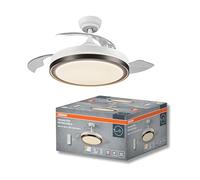 OSRAM Ventilador de techo retráctil de 1070 mm, 66 W LED 3CCT, motor DC, 6 velocidades, temporizador con control remoto, 6460 m³/h
