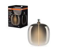 OSRAM Vintage 1906 Big Oval es una lámpara decorativa regulable con tecnología de imán de filamento LED, 4,8W,100lm,1800K,casquillo E27, diseño ahumado, 187 mm de diámetro, CRI 80.