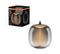 OSRAM Vintage 1906 Big Oval es una lámpara decorativa regulable fabricada en plástico con tecnología de imán de filamento LED, 12 W, 400 lm, 1800KE27, diseño ahumado, 250 mm de diámetro, CRI 80.