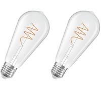 OSRAM Vintage 1906 Edison es una de color blanco cálido con un filamento en espiral en forma de bombilla Edison. Ofrece 3,4 W para 470 lm, E27, cristal transparente, 64 mm de diámetro, 2700 K.