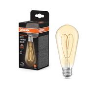 OSRAM Vintage 1906 Edison ist eine warmweiße, dimmbare LED-Lampe in Edison-Kolbenform mit Filament. Sie bietet 8 W für 806 lm, E27 Fassung, goldfarbenes Glas, 64 mm Durchmesser, 2200 K, EEK F.