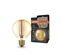 OSRAM Vintage 1906 Lámpara LED con tinte dorado, 5.8W, 470lm, forma de bola con 80 mm de diámetro y enchufe E27, color de luz blanca cálida, filamento recto, hasta 15,000 horas de vida de servicio