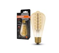 OSRAM VINTAGE 1906 Lámpara LED con tinte dorado, 7W, 600lm, Forma Edison con 64mm de diámetro y enchufe E27, luz blanca cálida, filamento espiral, dimmable, hasta 15,000 horas de vida útil