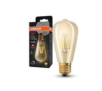 OSRAM VINTAGE 1906 Lámpara LED de filamento dorado hecha de vidrio en forma de Edison, enchufe E27, 725 lúmenes, reemplazo de 55W, blanco tibio (2400k), dimmable