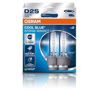 OSRAM XENARC COOL BLUE INTENSE D2S, +150% más de brillo, hasta 6200K, lámpara de faro de xenón, aspecto LED, caja plegable para colgar (2 lámparas)