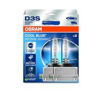 OSRAM XENARC COOL BLUE INTENSE D3S, +150% más de brillo, hasta 6200K, lámpara de faro de xenón, aspecto LED, caja plegable para colgar (2 lámparas)