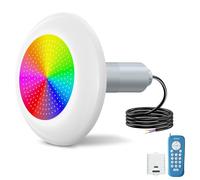 OSREE Foco LED Piscina con Rosca 2", 15W Lámpara Piscina RGB Multicolor con Remoto, 600lm, Ø190mm, 12V AC Relleno de Resina Luz Sumergible para Piscinas Fibra y Prefabricadas Piscinas Elevada