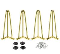 Osring Patas de mesa de horquilla de 12 pulgadas con 3 varillas de 1/2 pulgada de diámetro, patas de metal para mesa de café y mesa de consola, patas de horquilla doradas de mediados de siglo con