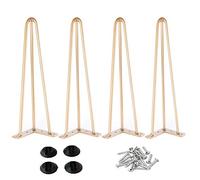 Osring Patas de mesa de horquilla de 18 pulgadas con 3 varillas de 1/2 pulgada de diámetro, patas de metal resistente para mesa de café y banco de patio, patas doradas para muebles con protectores de