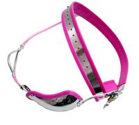 OSSDJWVVV Cinturón de castidad de acero inoxidable SM con orificios prácticos for hombres y parejas, juguete sexual de bondage.(Pink,130cm/140cm)