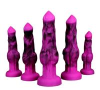 OSSDJWVVV Consolador de silicona con forma de lobo, 5 tamaños, con potente ventosa, for el sexo anal, masaje de próstata y punto G, for hombres y mujeres.(L)