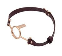 OSSDJWVVV Mordaza de boca ajustable de acero inoxidable for bondage con fijación lingual, con anilla en O, mordaza de bola BDSM for parejas, mujeres y hombres, juguetes sexuales.(Braun)