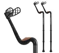 Ossenberg GANYMED® Andador para antebrazos, con mango anatómico suave de corcho, soporte ajustable en altura de metal ligero, muletas con pie de goma, hasta 120 kg, color negro