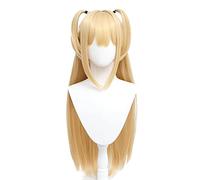 osseoca Peluca larga amarilla lacia, realista, de pelo sintético para uso diario, cubierta de cabeza completa, anime, Halloween, carnaval, exposición, cosplay, cabello natural COS ombré con flequillo