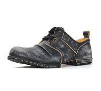 OSSTONE Hombre Botas para Moto Botines Hombre de Invierno Cordón-Up Piel Zapatos Designer Chukka Boots OS-6015-1-E,Vintage Cerdas Negro,US7.5(EU40.5)