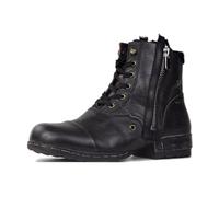 OSSTONE Hombres Negro Retro de Botas de Motocicleta Caminar Tobillo con Cordones de Cuero Chukka para los Hombres OS-5008-8-E,Negro Retro,US9.5(EU43)