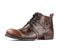 OSSTONE Marrón Retro Botas para Moto Botines Hombre de Invierno Piel Zapatos Combate Militares Boots OS-6015-2,Marrón Retro,US12(EU46)