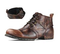 OSSTONE Marrón Winter Botas para Moto Botines Hombre de Piel Fleece Inside Combate Militares Cremallera Boots OS-6015-2,Fleece Brown,US9(EU42.5)