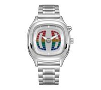 Ostark pintime Reloj de Cuarzo de Moda Sin Números, Casco y Correa de Aleación, Cierre de Botón Oculto, Cristal, Impermeable Accesorio de Tendencia para Jóvenes y Adultos - Colorido