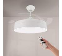 OstarkDom Ventilador con Luz Lámpara LED 72W Ventilador Invisible Ultra Silencioso con Mando a Distancia y Palas Retráctiles 52*H40cm Luz Fría/Neutra/Cálida Interiores Plafón lluminación