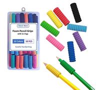 OSteed 50 empuñaduras de espuma suave para lápices de 11 anillos para niños que escriben a mano sin lágrimas, esenciales para el aula escolar, 10 colores, cómodo soporte para lápices para niños y