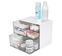 OSteed Organizador apilable de escritorio con 4 cajones, organizador blanco para el cuidado de la piel, caja organizadora de oficina, pequeña unidad de cajón de almacenamiento de plástico, organizador
