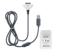 OSTENT Cable Cargador 2 en 1 + Batería Recargable para Microsoft Xbox 360 Mando Inalámbrico, Color Blanco