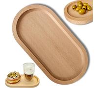 OSTENTO Bandeja decorativa de madera, Bandeja organizadora, Bandeja para servir, Plato de madera, Tabla de madera, Bandeja pequeña de madera (2, ovalada 25 x 13 cm)