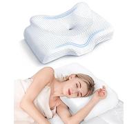 Osteo Almohada cervical para aliviar el dolor de cuello, diseño hueco, almohadas de espuma viscoelástica sin olor con funda de refrigeración, almohada ortopédica ajustable para dormir, apoyo para