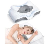 Osteo Almohada cervical para aliviar el dolor de cuello, diseño hueco, almohadas de espuma viscoelástica sin olor con funda de refrigeración, almohada ortopédica ajustable para dormir, apoyo para
