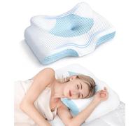 Osteo Almohada cervical para aliviar el dolor de cuello, diseño hueco, almohadas de espuma viscoelástica sin olor con funda de refrigeración, almohada ortopédica ajustable para dormir, apoyo para