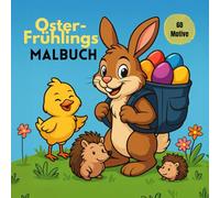 Oster-Frühlings Malbuch: 60 fröhliche Motive auf 122 Seiten - Ausmalbuch für Kinder ab 4 Jahren mit schwarzen Rückseiten gegen Durchdrücken