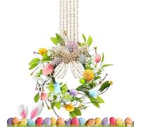 Osterkranz, Künstlicher Frühlingsflor Mit Schleife Ostereiern, Buntes Blumenkranz-Set Für Innen/Außen, Fenster Wand Tür Dekoration, Festliche Partydekoration, 45g Stoff+PP