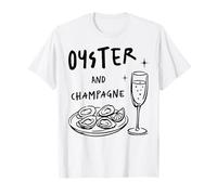 Ostras y Champagne Maridaje Amante de los mariscos Comida Bebida Diseño Camiseta