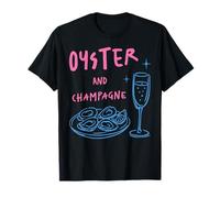 Ostras y Champagne Maridaje Amante de los mariscos Comida Bebida Diseño Camiseta
