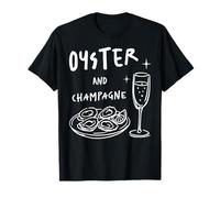 Ostras y Champagne Maridaje Amante de los mariscos Comida Bebida Diseño Camiseta