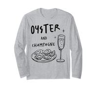 Ostras y Champagne Maridaje Amante de los mariscos Comida Bebida Diseño Manga Larga