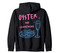 Ostras y Champagne Maridaje Amante de los mariscos Comida Bebida Diseño Sudadera con Capucha