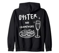 Ostras y Champagne Maridaje Amante de los mariscos Comida Bebida Diseño Sudadera con Capucha