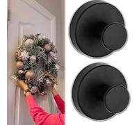 OSTRI Suction Cup Hooks for Wreaths on Glass, Waterproof & Rustproof No-Drill Hooks, Suction Cup Wreath Hanger Holder for Glass Door, Hanging 15 Lbs, for Windows, Shower, Wreaths, Wood Door (Black2)