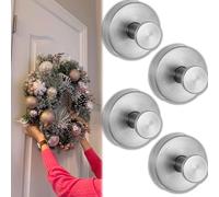 OSTRI Suction Cup Hooks for Wreaths on Glass, Waterproof & Rustproof No-Drill Hooks, Suction Cup Wreath Hanger Holder for Glass Door, Hanging 15 Lbs, for Windows, Shower, Wreaths, Wood Door (Silver4)