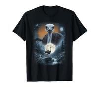 Ostrich Full Moon Forest Landscape Celestial Nature Graphic Camiseta