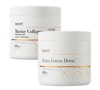 OstroVit Extra Green Detox 200 g + Colágeno Marino + Ácido Hialurónico 200 g