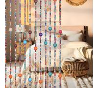Osunnus Colorida Cortina Bohemia con Cuentas de bambú de 35.5 x 75 Pulgadas, 38 hebras Hechas a Mano con Cuentas de Madera para Puerta, Divisor de habitación para Puerta, Ventana, decoración del