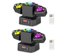 Osusuent Cabeza Móvil LED 65W con Control Remoto,Mini Moving Head Efectos de Luz 4 en 1 RGBW Luz de Fiesta Luces Discoteca DMX Iluminación de Escenario para Bar DJ Disco Bodas Club Cumpleaños,2 PCS