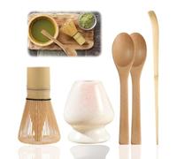 Osuter 5 piezas Kit Matcha,Batidor Matcha，Juego de Té Matcha Japonés, Tradicional Kit te Matcha，Accesorio de Ceremonia de Matcha para ceremonia de té Japonés (Rosa Blanco)