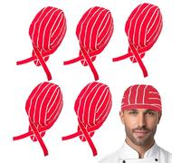 Osuter 5PCS Sombrero de Cocinero Ajustable Japonés Gorro de Trabajo de Cocina Chef Hat Gorro de Cocinero Unisex Gorro de Chef para Mujer Hombre (Estampado)