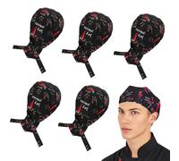 Osuter 5PCS Sombrero de Cocinero Ajustable Japonés Gorro de Trabajo de Cocina Chef Hat Gorro de Cocinero Unisex Gorro de Chef para Mujer Hombre (Estampado)
